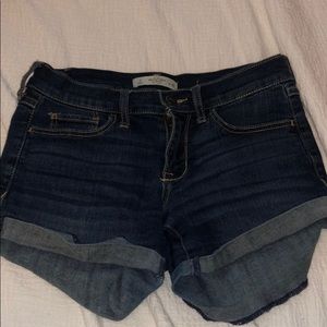 A&F dark washed cuffed jean shorts